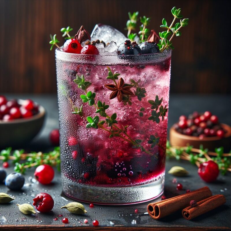 #Berry Cardamom Thyme Fizz Mocktail# (Rezept)