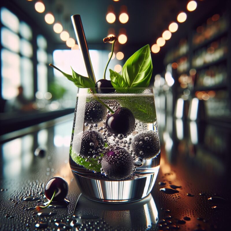 #Black Cherry Basil Sparkler Mocktail# (Rezept)