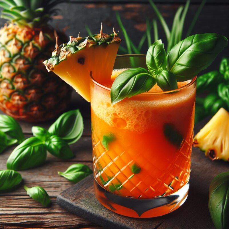 #Carrot Basil Pineapple Fizz Mocktail# (Rezept)