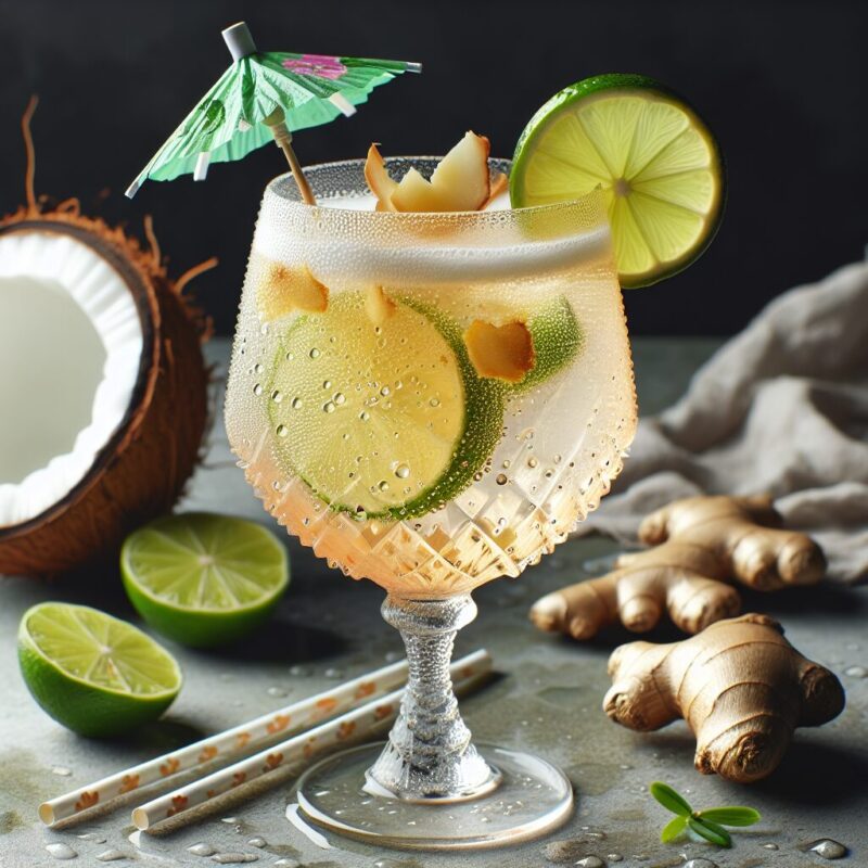 #Coconut Ginger Lime Spritz Mocktail# (Rezept)
