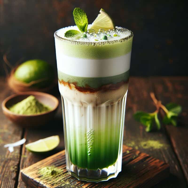 #Coconut Matcha Fizz Mocktail# (Rezept)
