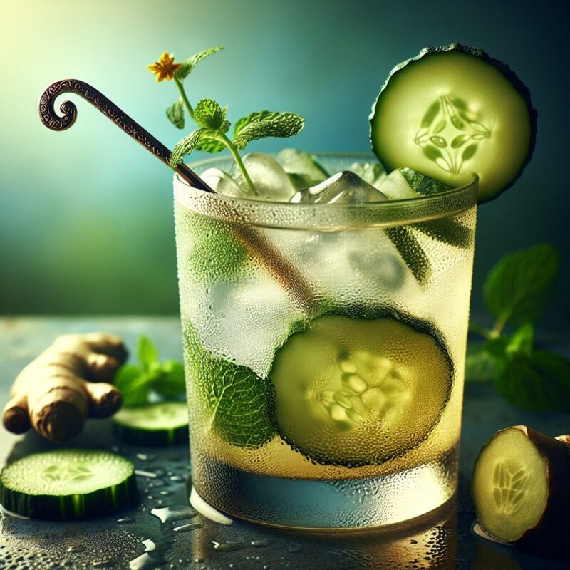 #Cucumber Ginger Chamomile Spritz Mocktail# (Rezept)