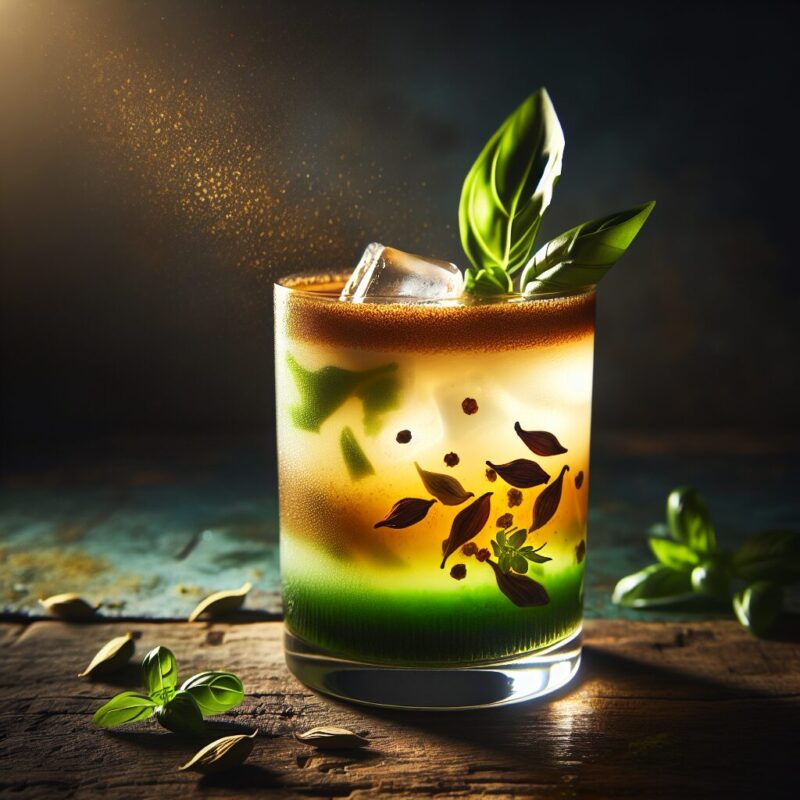 #Ginger Cardamom Basil Cooler Mocktail# (Rezept)