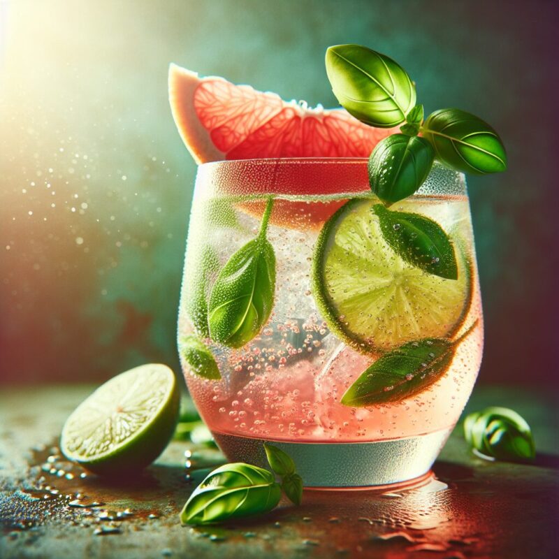 Grapefruit Basil Lime Sparkler Mocktail (Rezept)