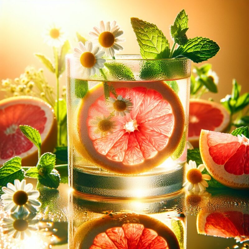 #Grapefruit Chamomile Mint Elixir Mocktail# (Rezept)