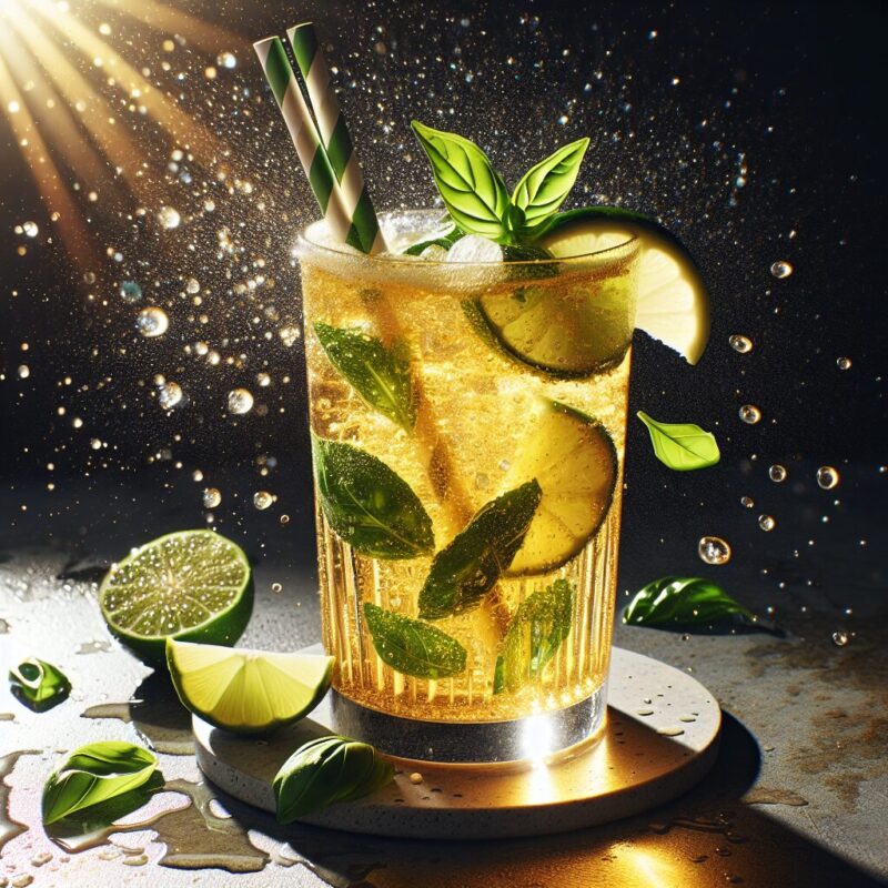#Jasmine Tea Lime Basil Spritz Mocktail# (Rezept)