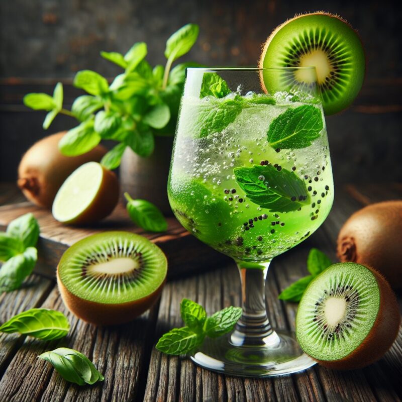 #Kiwi Mint Basil Lime Splash Mocktail# (Rezept)