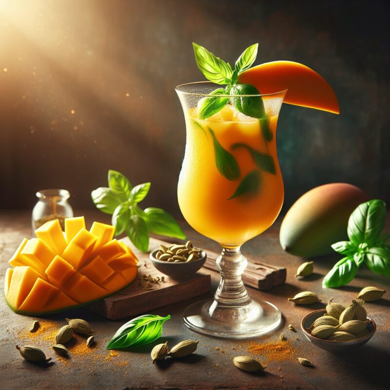 #Mango Cardamom Basil Splash Mocktail# (Rezept)