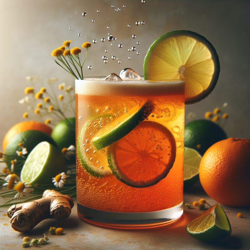 #Orange Ginger Lime Chamomile Fizz Mocktail# (Rezept)