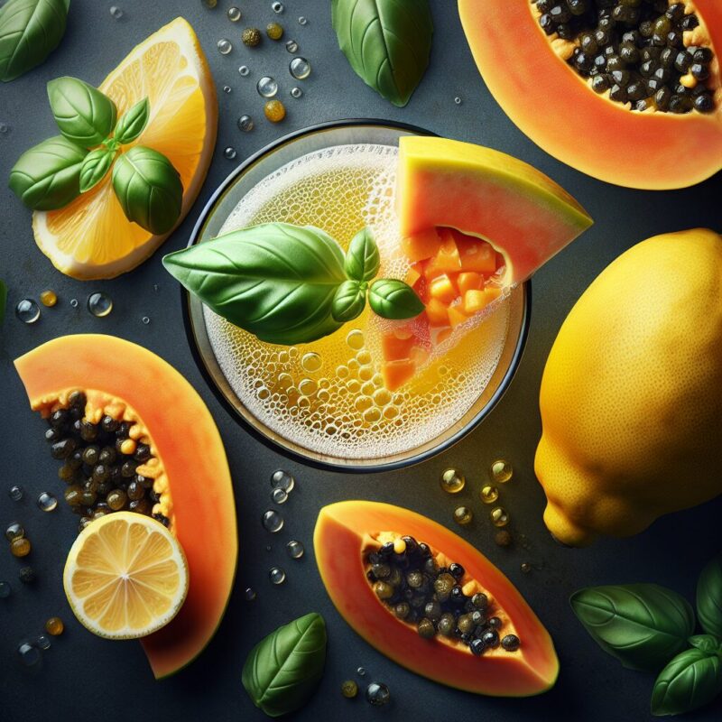 #Papaya Basil Lemon Fizz Mocktail# (Rezept)
