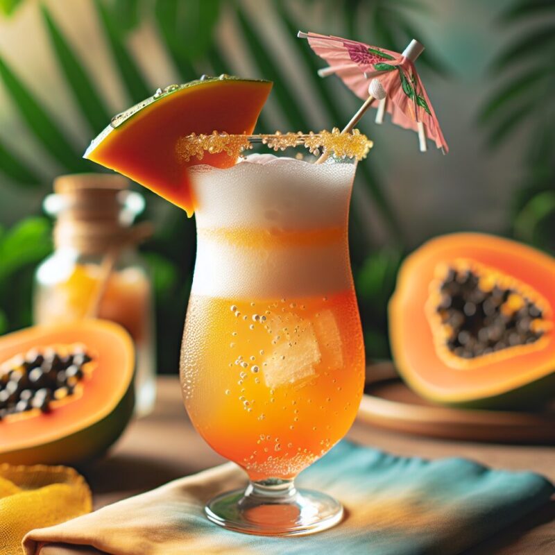 #Papaya Coconut Fizz Mocktail# (Rezept)
