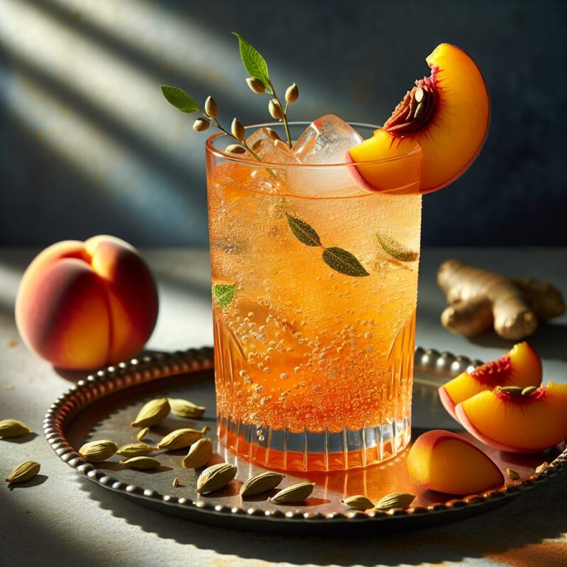 #Peach Ginger Cardamom Cooler Mocktail# (Rezept)