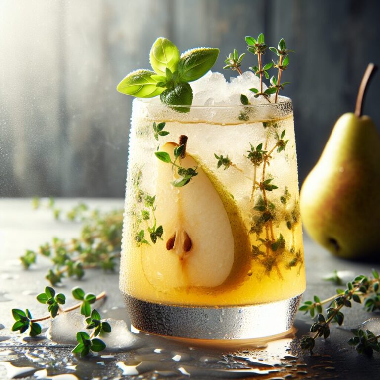 Thyme-infused Pear Fizz Mocktail (Rezept)
