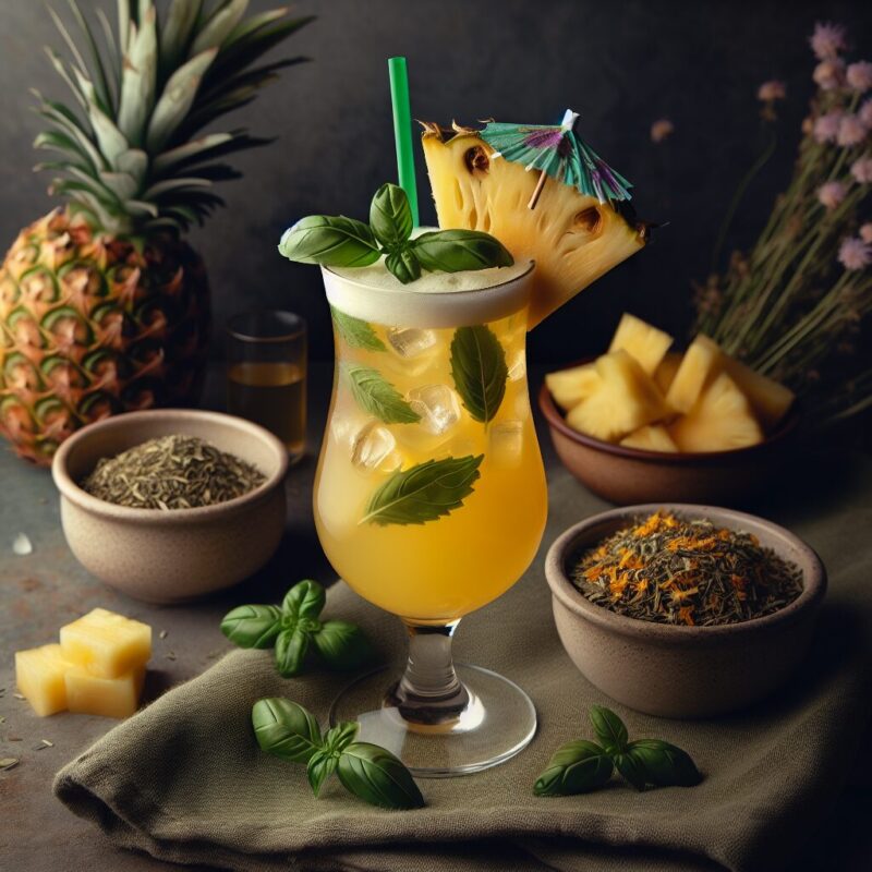 #Pineapple Basil Chamomile Bliss Mocktail# (Rezept)
