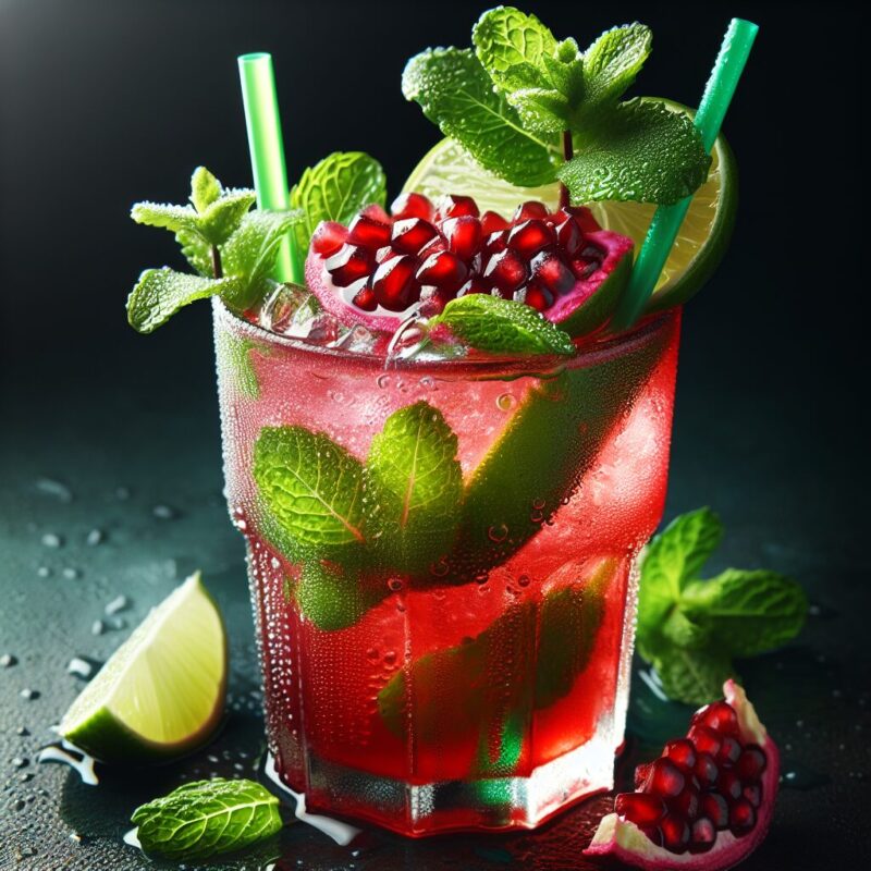 #Pomegranate Lime Mint Cooler Mocktail# (Rezept)