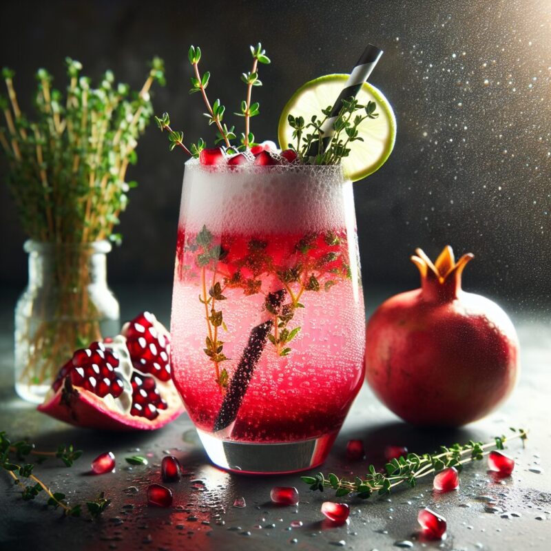 #Pomegranate Thyme Fizz Mocktail# (Rezept)