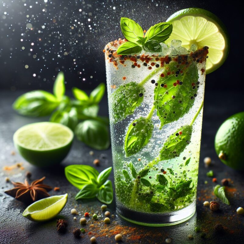 #Spiced Mint Basil Lime Cooler Mocktail# (Rezept)