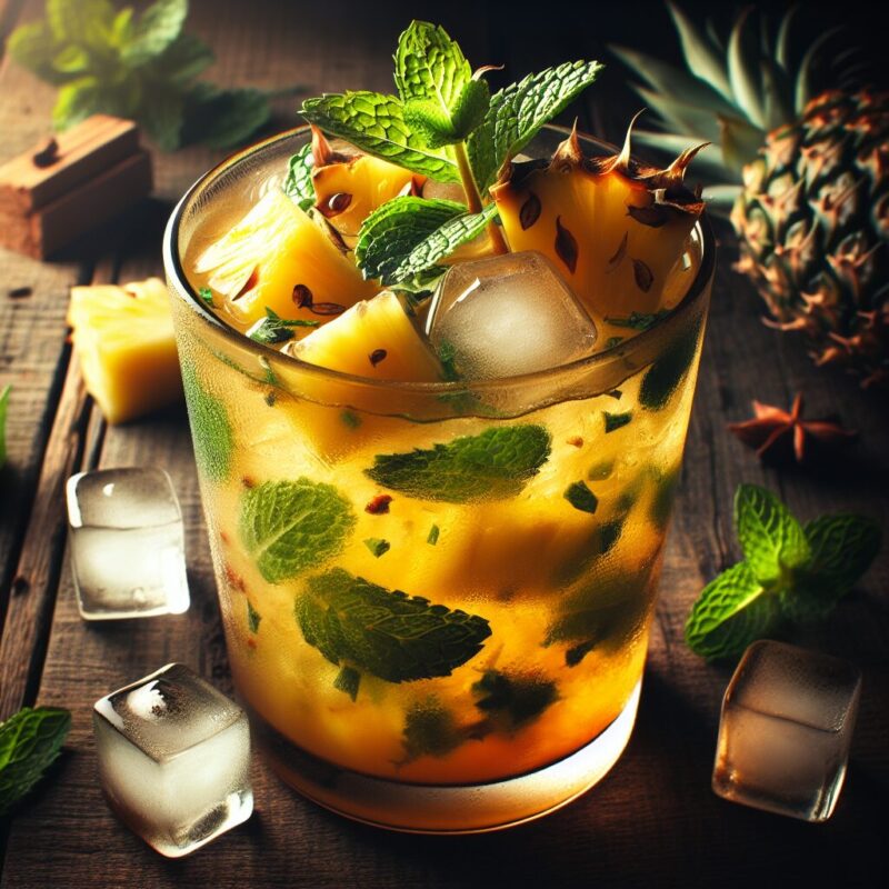 #Spiced Mint Pineapple Cooler Mocktail# (Rezept)