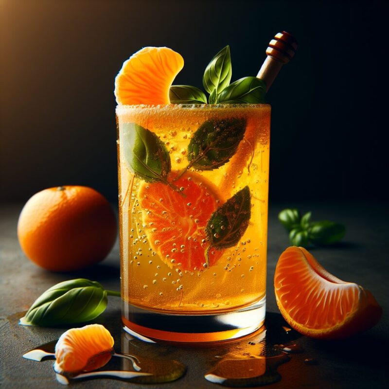 #Tangerine Honey Basil Sparkler Mocktail# (Rezept)