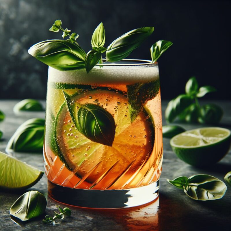 #Tangerine Lime Basil Sparkler Mocktail# (Rezept)