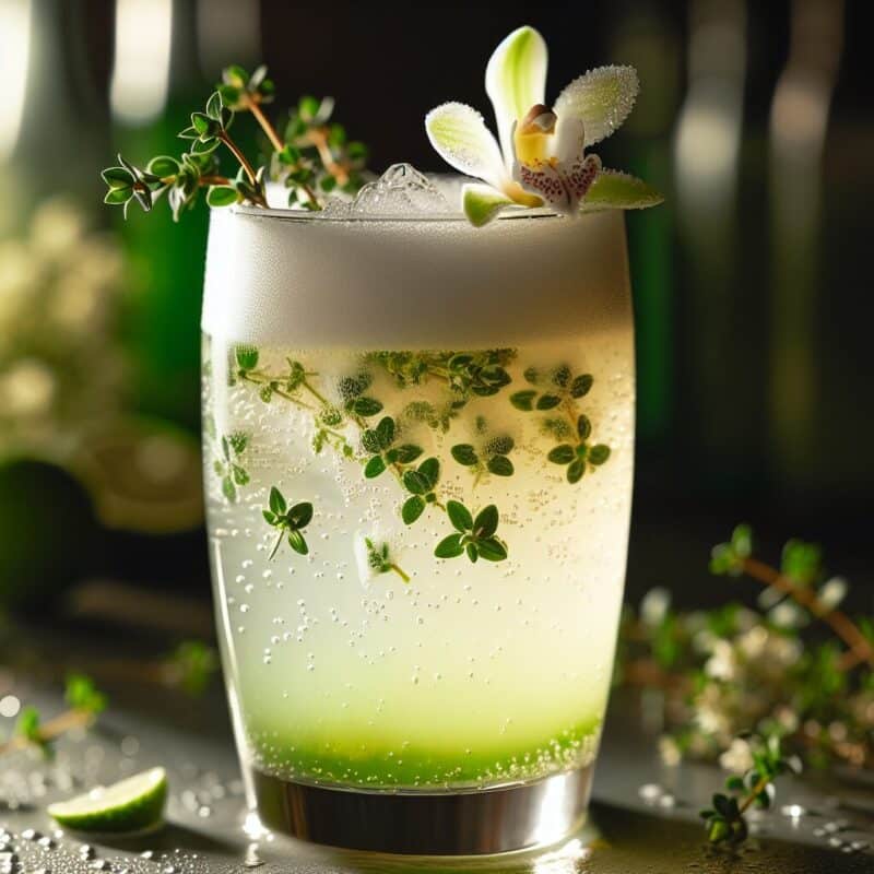 #Vanilla Lime Thyme Fizz Mocktail# (Rezept)