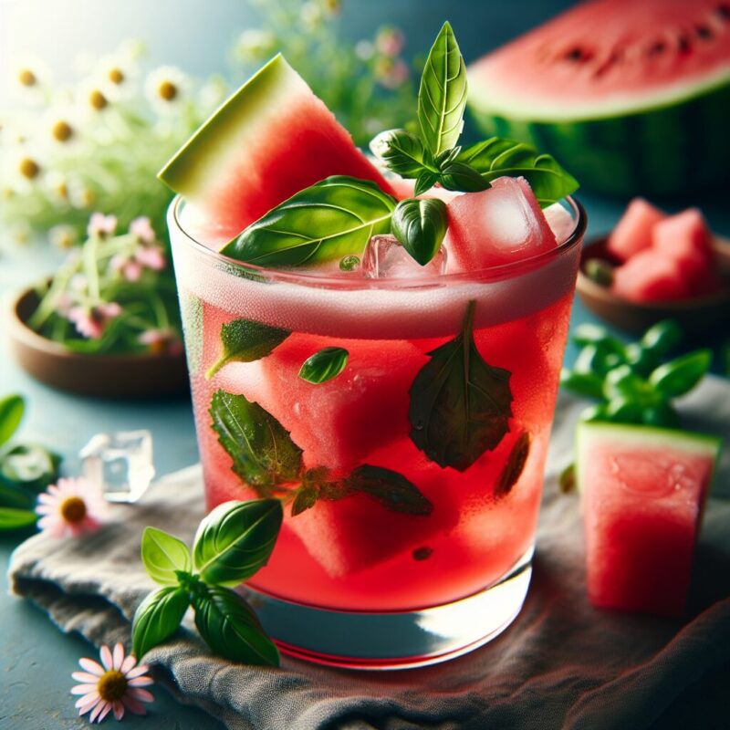 #Watermelon Basil Chamomile Mocktail# (Rezept)