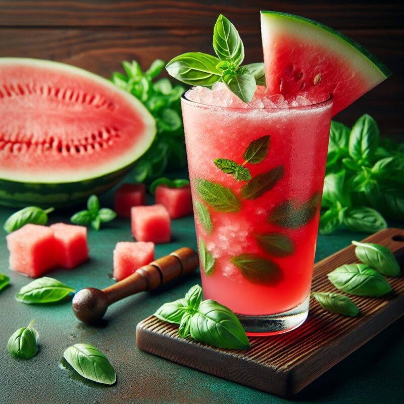 #Watermelon Basil Mint Cooler Mocktail# (Rezept)