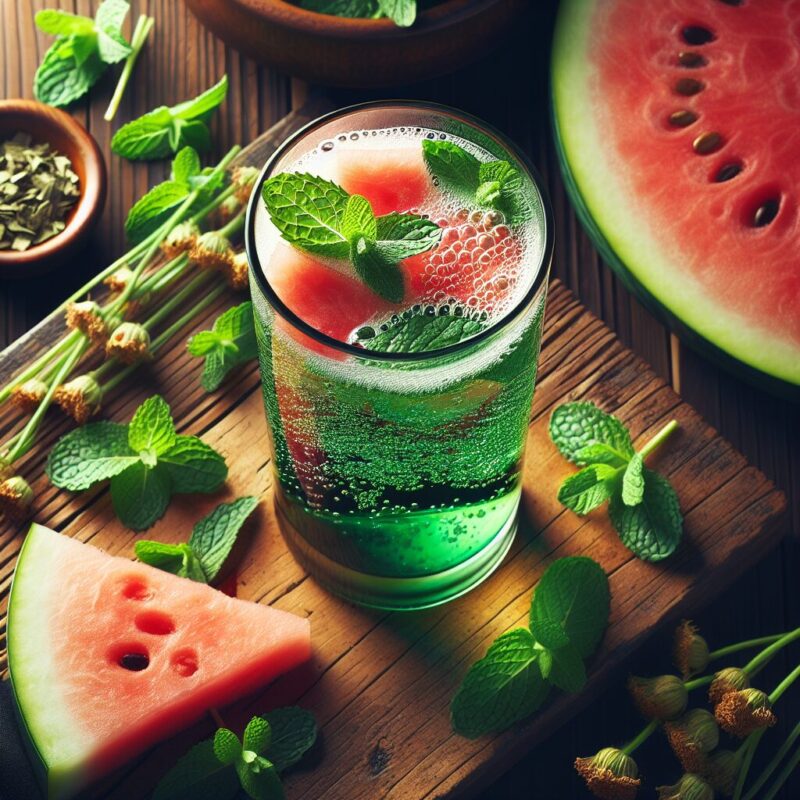 #Watermelon Chamomile Mint Spritz Mocktail# (Rezept)