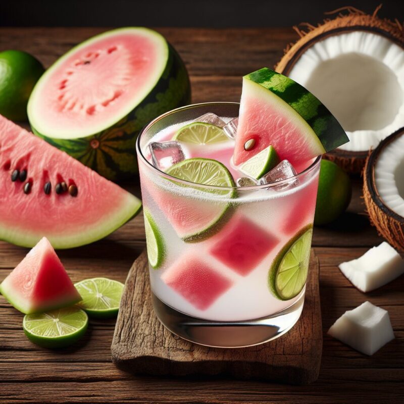 #Watermelon Coconut Lime Fizz Mocktail# (Rezept)