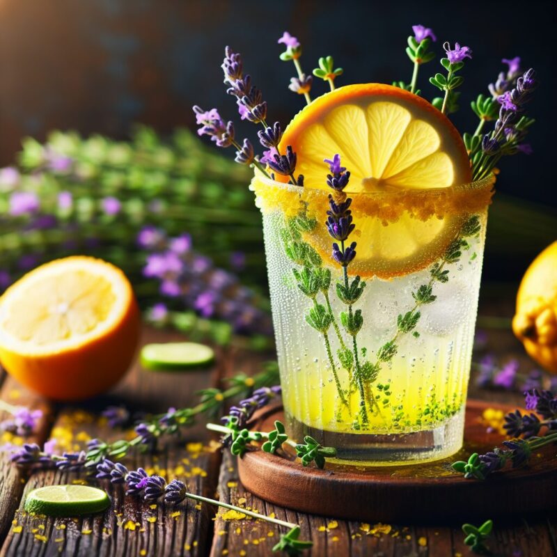#Yuzu Lavender Thyme Fizz Mocktail# (Rezept)